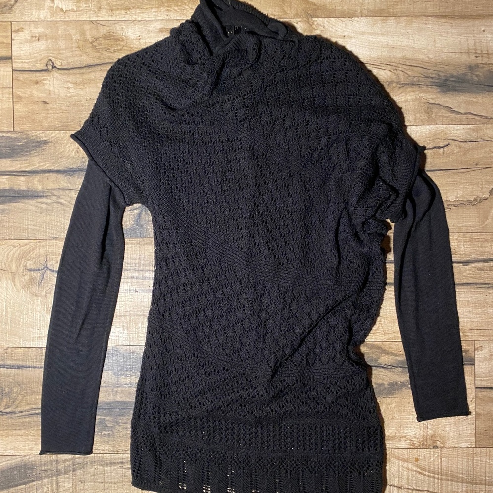 Y2K ReneeC. 2pc Black Asymmetric Sweater Set Size Large